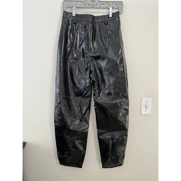 LOVERS & FRIENDS VEGAN LEATHER PLEATED TAPERED TUXEDO PANTS S 26 - Picture 6 of 10